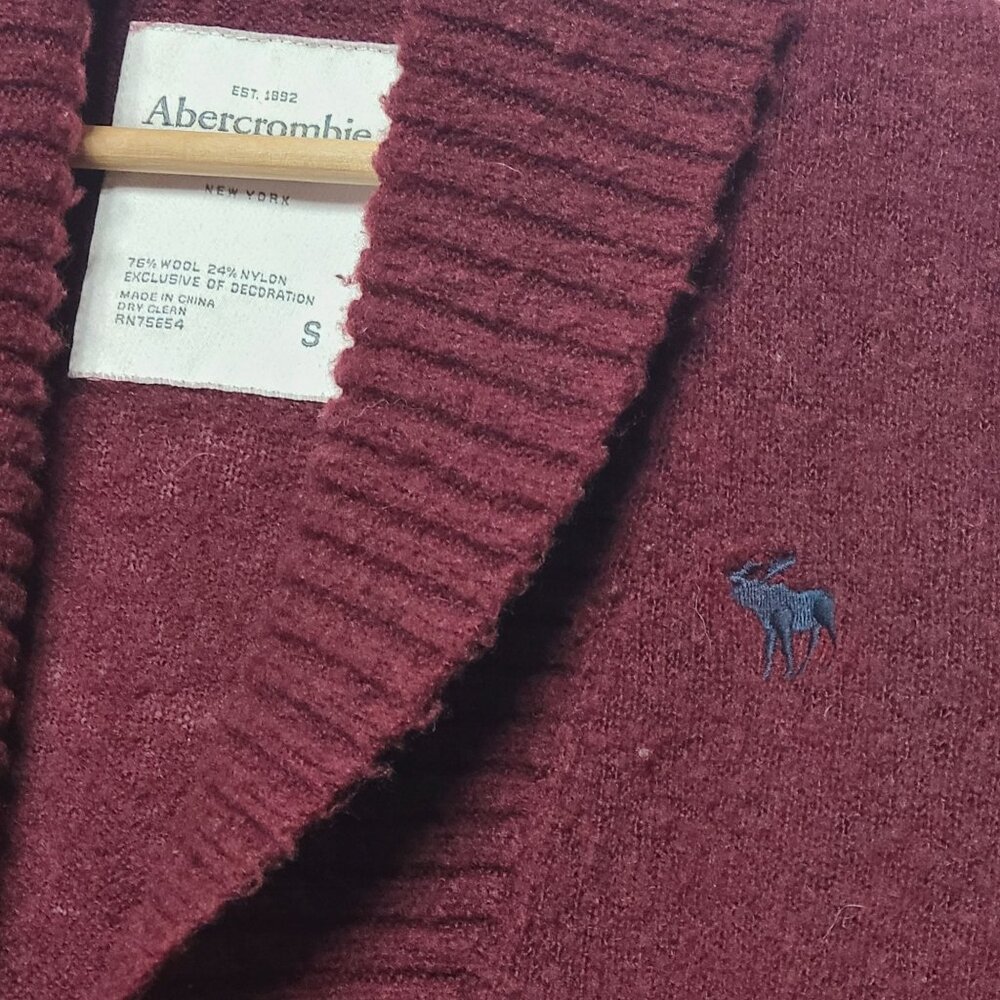 Abercrombie & Fitch Womens Maroon Red Cardigan Sweater Size S Wool Blend - Picture 2 of 7